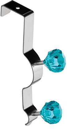 Premier Housewares Tür-Garderobe, 2 Haken mit Strasssteinen, Petrol