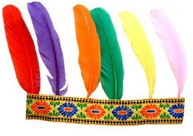 PtitC Indianer-Kopfband 6 Federn - Karnevalskopfschmuck für Unisex-Erwachsene - Mehrfarbig