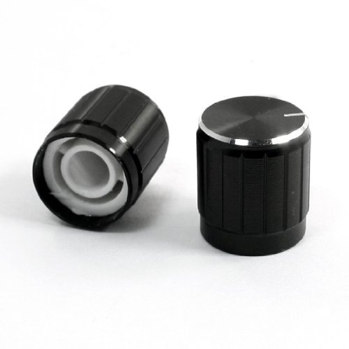 sourcing map 2pcs Rutschfest Ribbed Griff Potentiometer Drehknöpfe Caps 6mm Dia Loch schwarz