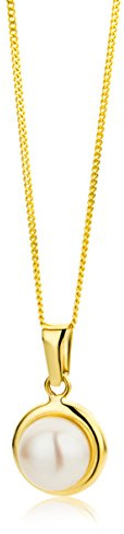Miore Kette - Halskette Damen Kette Gelbgold 9 Karat / 375 Gold Süßwasserperle 45 cm