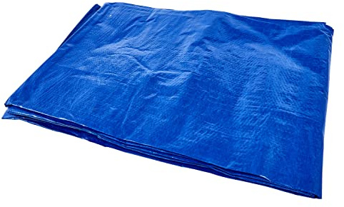Amtech 12' x 18' Tarpaulin, Blue, Heavy-Duty Woven Polypropylene with Grommets, Waterproof & Mildew-Resistant, for Site and Garden Cover.
