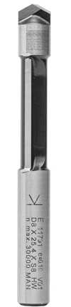 ENT 11791 Pinn- och kopieringsfräs i hårdmetall, skaft (S) 8 mm, diameter (D) 8 mm, NL 25,4 mm, SL 32 mm, GL 73 mm