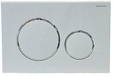 Tableau de commande de rinçage en deux parties Geberit 115778KJ1- Sigma 20, blanc et argenté