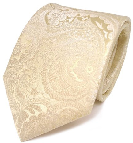 TigerTie Seidenkrawatte in beige creme perlmutt weiß gemustert