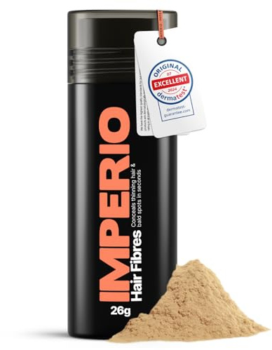 IMPERIO Streuhaar zur Haarverdichtung & vollem Haar in Sekunden. Schütthaar für einen authentischen Look. 100% Natur! In Premium Friseurqualität - 26g (Mittelblond)