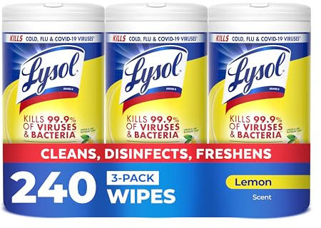 Lysol Disinfectant Wipes, Multi-Surface Antibacterial Cleaning Wipes, For Disinfecting and Cleaning, Lemon and Lime Blossom, 80 Count (Pack of 3)