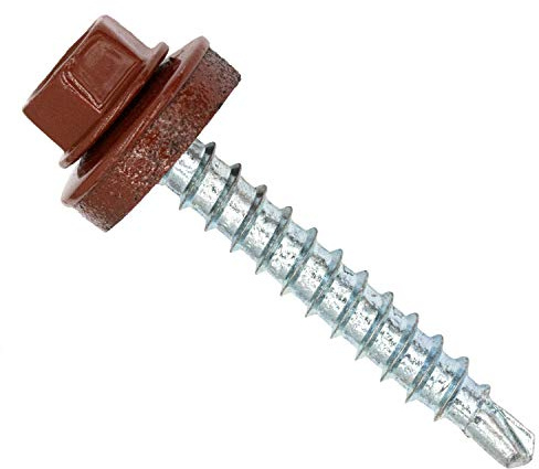 Color-Head Trapezblechschrauben 100 Stück, Farbe Rotbraun RAL8004, 4,8x80mm, Bohrschrauben, Blechschrauben mit EPDM-Unterlegscheibe, Dachschrauben verzinkt für Trapezblech & Blechdach