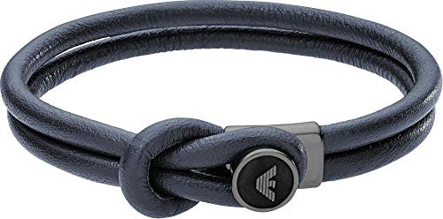 Emporio Armani Armband För Män , 18.50 Cm Blått Läderarmband, EGS2214020, Blå
