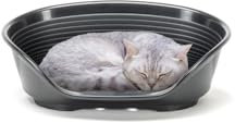 Ferplast Panier Chien Panier Chat 100% en Plastique, Respirante et Antidérapante Siesta Deluxe, 49 x 36 x 17,5 cm, Noir