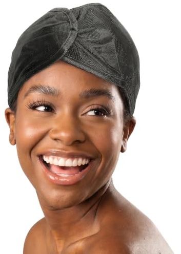DONNA 24-Inch Pixie Hair Mesh Wrap for Women - Adjustable Silky Satin Head Wrap for Sleeping, Styling, and Hair Care - Pixie Cuts, and Tapered Styles - Friction-Reducing Night Cap, Black