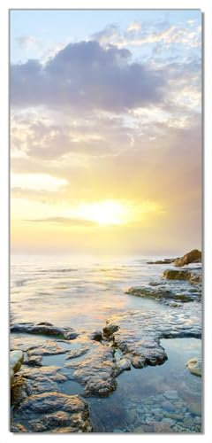 Wallario Selbstklebende Türtapete Sonnenuntergang über dem Meer - Türposter 93 x 205 cm Abwischbar, rückstandsfrei zu entfernen