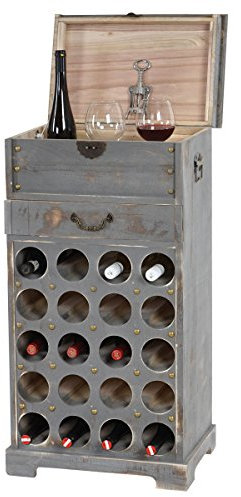 Mendler Weinregal Lucan T323, Flaschenregal Regal für 20 Flaschen, 94x48x31cm, Shabby-Look, Vintage - grau