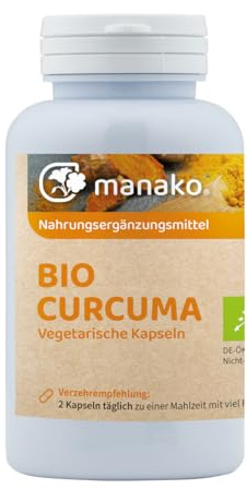 manako BIO Curcuma vegetarische Kapseln, 120 Stück, Dose a 84 g