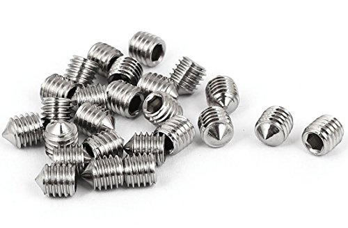 sourcing map 25Pcs Vis Pointeau Conique Sans Tête M5 x 6mm Réglage Argenté | Vis Hexagonale pour Poignée de Porte