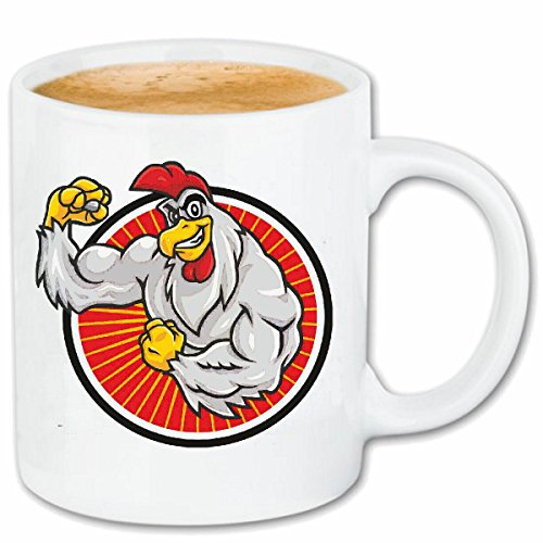 Reifen-Markt Kaffeetasse GOCKEL HAHN HUHN MACHT KRAFTSPORT BODYBUILDING GYM KRAFTTRAINING FITNESSSTUDIO MUSKELAUFBAU NAHRUNGSERGÄNZUNG GEWICHTHEBEN BODYBUILDER Kera