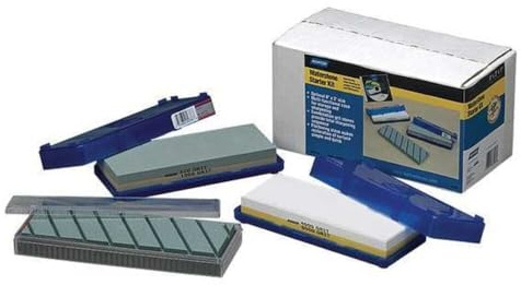 Norton Waterstone Wet Stone Sharpening Kit with 220/1000 and 4000/8000 Combination Grit Knife Sharpener Stones, Flattening Stone and Whetstone Holder