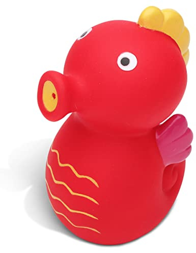 DolliBu Seahorse Bath Buddy Squirter – Floating Red Seahorse Rubber Bath Toy, Fun Water Squirting Bathtime Play for Toddlers, Cute Sea Life Animal Toy for The Bathtub, Beach, & Pool for Girls & Boys