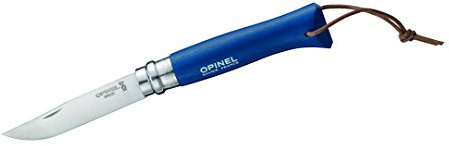 Opinel Taschenmesser Nr. 8 Mit Lederriemen, Blau,001704