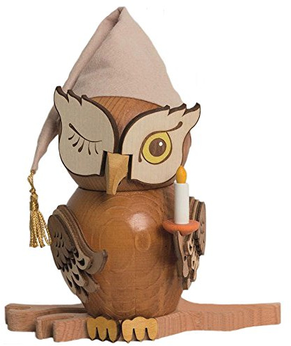 Drechslerei Kuhnert Räuchermann Eule Schlafmütze 15 cm Neuheit 2014 37204