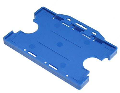 Customcard Ltd Double-Sided ID Card Holder - Secure, Blue Plastic for 2 Credit-Sized Cards (85mm x 54mm) - Durable, Lightweight for Work, School, Events - ID Card Holder for Lanyard (Blue, Pack of 1)