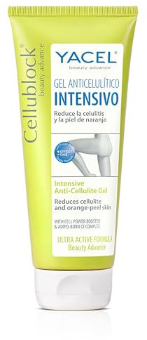 Yacel Cellublock - Anti-Cellulite-Creme, starkes Anti-Cellulite-Mittel, reduziert Flüssigkeitsansammlungen und beseitigt Giftstoffe und Orangenhaut, 200 ml