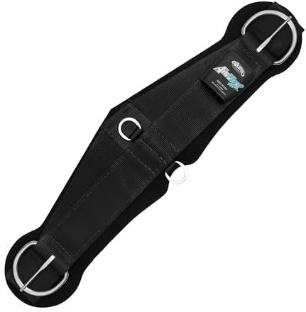 Weaver Equine Airflex ‎Roper Horse Cinch, Anti-Slip Nylon Webbing Saddle Cinch Girth with Flat Buckle, Western Horse Riding Supplies, ‎Black