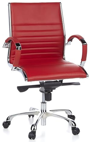 hjh OFFICE 660532 Proffs chefsfåtölj PARMA 10 - Trendig chefsfåtölj i äkta läder med tvärkviltad, mjuk stoppning, Markant armstöd i krom, Stabilt fotkryss i aluminium, Medelhögt ryggstöd
