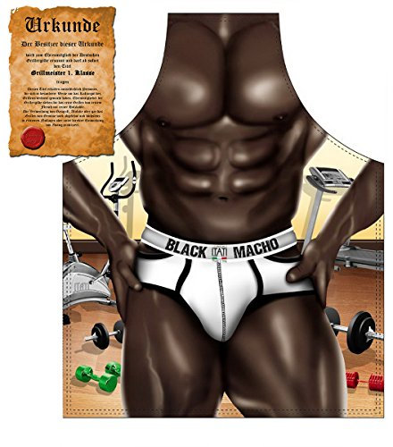 Sexy Grillschürze ! Top Scherzartikel zum Geburtstag, für Partys, Karneval,…: Black Macho !! GRATIS Urkunde dabei !!