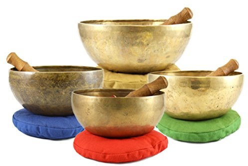 Silver Sky Imports 432 Hz Vier Chakra Tibet Klangschalen Set