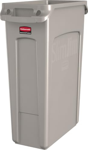 Rubbermaid Commercial Products Slim Jim Collecteur Ventilé Rectangulaire | En Plastique pour Cuisine et Bureau | 87 L, Beige