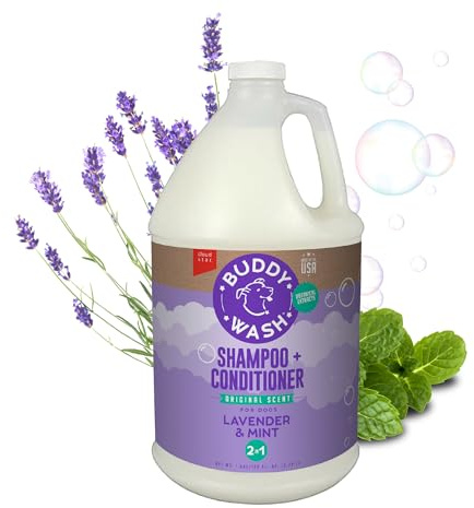 Buddy Wash 2-in-1 Dog Shampoo and Conditioner for Dog Grooming, Lavender & Mint, 1 gal. Bottle