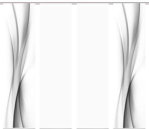 wohnfuehlidee 4er-Set Flächenvorhang, Deko Blickdicht, UFA, Höhe 245 cm, 2X Dessin /2X Uni transparent, Fb. grau/weiß