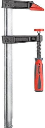 kwb Profi Schraub-Zwinge mit 2-Komponentengriff, Spann-Weite 250 mm, Spannbacken aus Temperguss-Stahl, Schraubzwenge mit Hohlprofilschiene, Spanntiefe: 80 mm