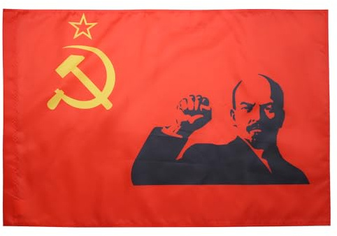 AZ FLAG Flagge Sowjetunion UDSSR mit Lenine Erhobener Faust 150x90 cm | Für innen und außen Kommunismus dekorative Flagge doppelte Nähte und verstärkte Kanten mit Masttunnel 100D Polyester
