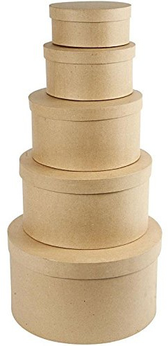 NEU Hutschachtel-Set natur, rund, 5-teilig