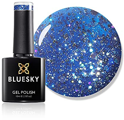 Bluesky Gel Nail Polish, Midnight Blue Blz13, Dark Blue Glitter, Long Lasting, Chip Resistant, 10 ml (Requires Drying Under UV LED Lamp)
