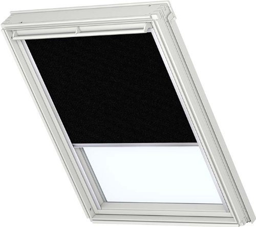 VELUX Original Verdunkelungsrollo DKL C04 3009S Für//GGL, GTL, GPL, GHL, GXL, GGU, GTU, GPU, GHU, GXU C04//in Stofffarbe 3009/Uni Schwarz//Seitenschienen in Silber_2572