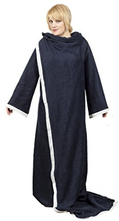 Ringelsuse Flauschigweiche Ärmeldecke/Kuscheldecke/Decke mit Armen Dunkelblau Weicher Fleece 1,68 x 2,00 m Unisex Fairtrade