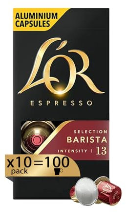 L'Or - Caffè Espresso Barista - 100 Capsule In Alluminio - Intensità 13 - Compatibili Con Macchine Nespresso®* Original - 10 Confezioni