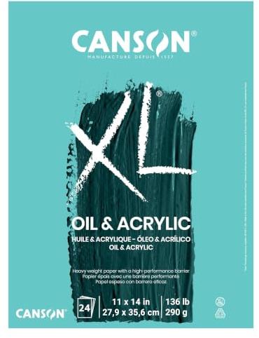Canson XL-Serie Öl- und Acrylpapier, Faltblock, 27,9 x 35,6 cm, 24 Blatt (290 g) – Künstlerpapier für Erwachsene und Studenten