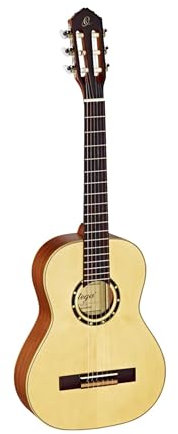 Ortega Guitars 1/2 Konzert Gitarre – Family Series – Inklusive Gig Bag – Fichte, Mahagoni, Natur (R121-1/2)
