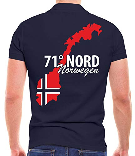 Herren Poloshirt Polohemd 71 Grad Nord NORWEGEN Angler Motive männer Jungs