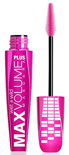 Wet n Wild - Max Volume Plus Mascara - Máscara de Pestañas Volumen Negra - Fórmula Enriquecida con Aceite de Coco para Hidratar y Proteger las Pestañas - Amp'd Black - 1 Unidad