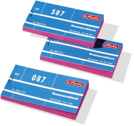 Herlitz Nummernblöcke 1-1000, 105 x 50 mm (20×100 Abrisse, rosa)