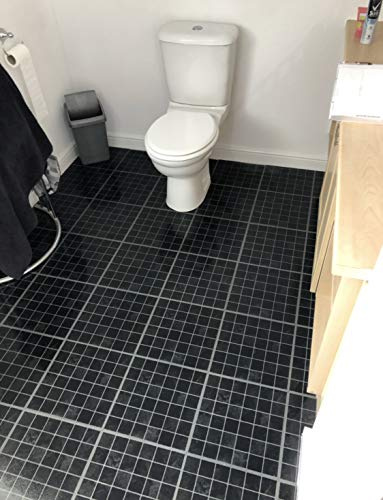 Basets 44 x Black Self Adhesive Vinyl Floor Tiles Kitchen Bathroom Tile Effect