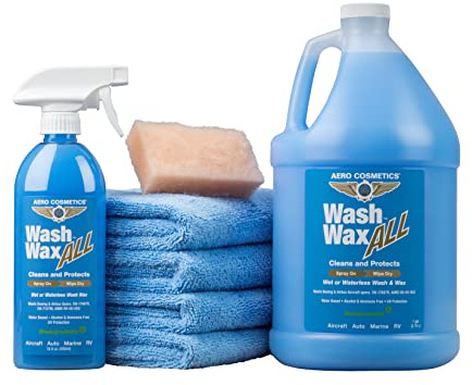 Wet or Waterless Wash Wax Kit 144oz UV Protection. Cleans, Protects, and Shines. Aircraft Quality Just Spray On and Wipe Dry