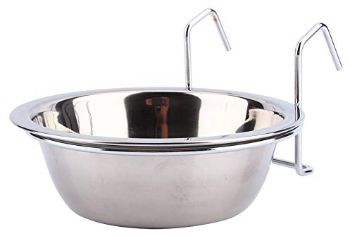 Yosoo - Comederos para Colgar con Aro De Sujeci Y Gancho Montaje para Jaula, De La Talla S, De Acero Inoxidable (Cuencos Dispensadores De Agua Y Comida para Mascotas: Perro, Gato, Conejo)