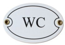 WC Toillete Emaille Schild WC 7 x 10,5 cm Emailschild Oval (ohne Holzrahmen)