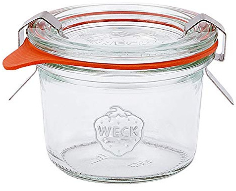 6x WECK-Mini Sturzglas 80ml mit Gummiring und Klammern