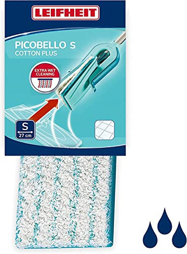 Leifheit Original Wischpad Picobello S Cotton Plus für Bodenwischer Picobello S, Wischbezug für hartnäckigen Schmutz, Wischmopp für Stein- und Fliesenböden